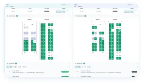 Seat map with the boarded passengers marked