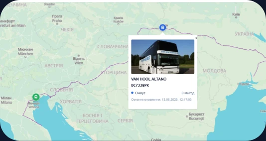 A VD-EXPRESS route on the map of Europe