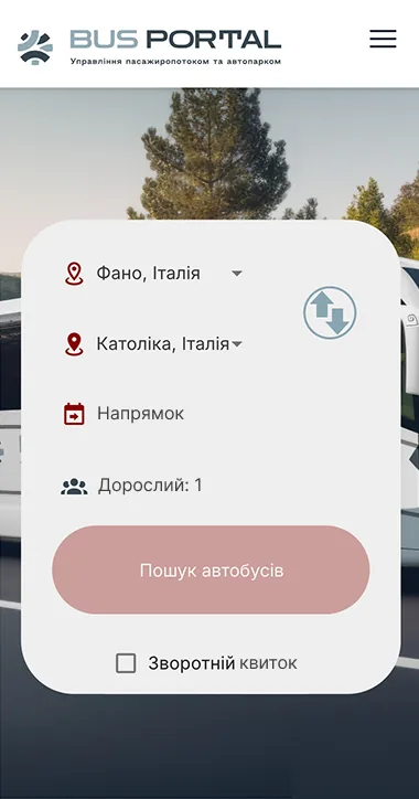 Route page with schedule and prices on a smartphone