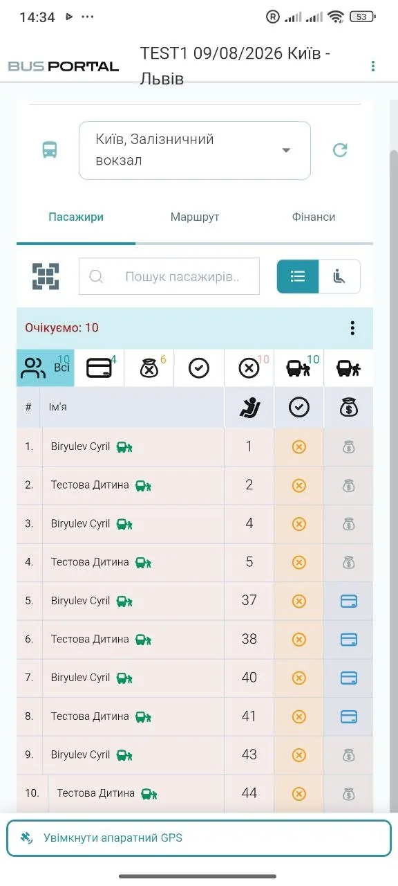 List of assigned trips in the driver app
